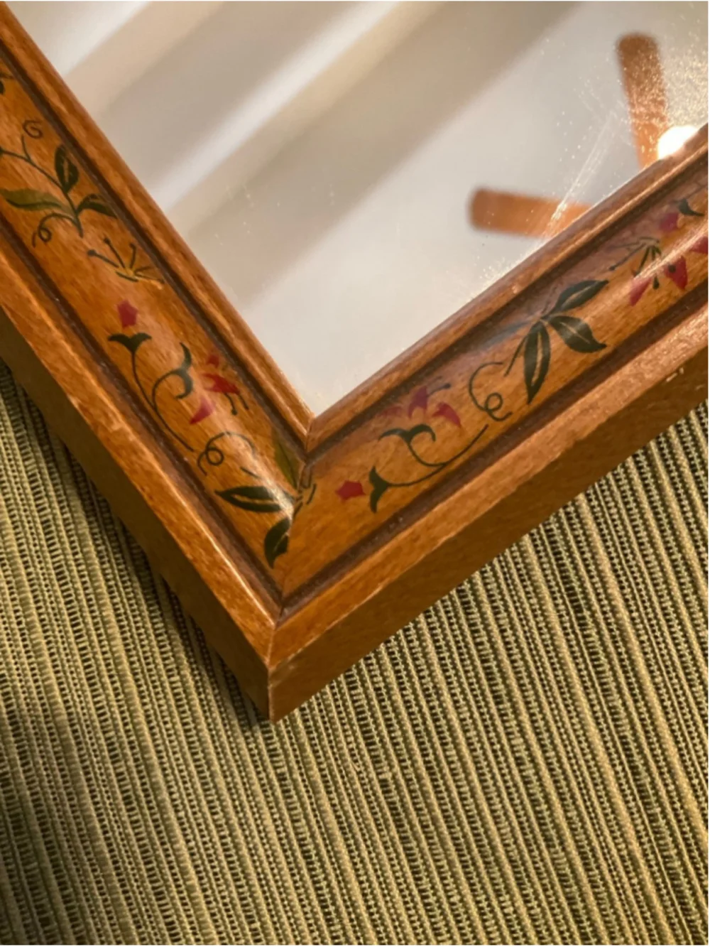Vintage Hand Painted Floral Wood Framed Mirrors Set of 2 Cottagecore